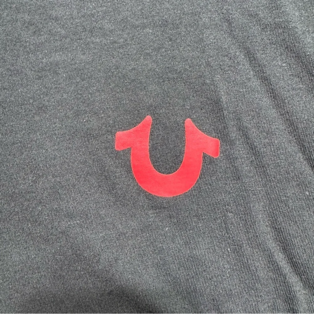 True Religion Men's Navy T-Shirt with Pink Logo